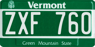 VT license plate ZXF760