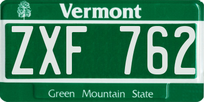 VT license plate ZXF762