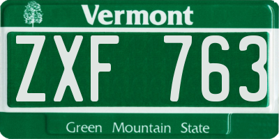 VT license plate ZXF763