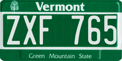 VT license plate ZXF765