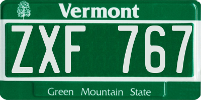 VT license plate ZXF767