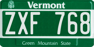 VT license plate ZXF768