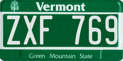 VT license plate ZXF769
