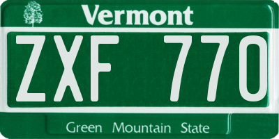 VT license plate ZXF770
