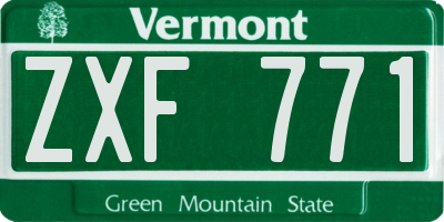 VT license plate ZXF771