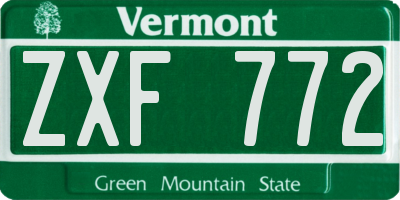 VT license plate ZXF772