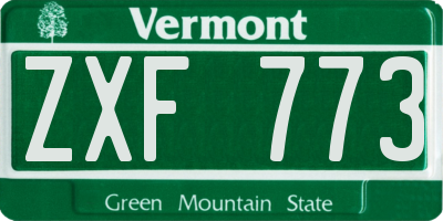 VT license plate ZXF773