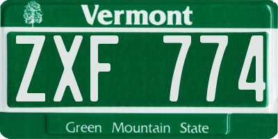 VT license plate ZXF774