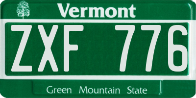 VT license plate ZXF776