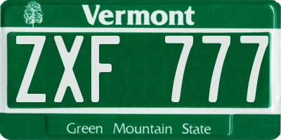 VT license plate ZXF777
