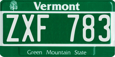 VT license plate ZXF783