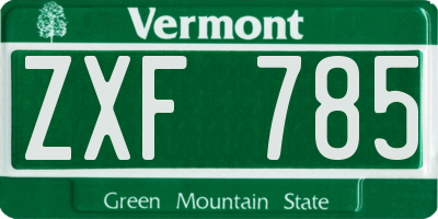 VT license plate ZXF785