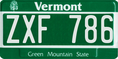 VT license plate ZXF786