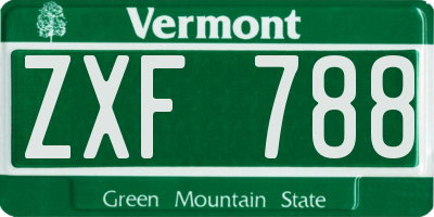 VT license plate ZXF788