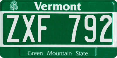 VT license plate ZXF792