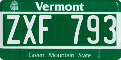 VT license plate ZXF793