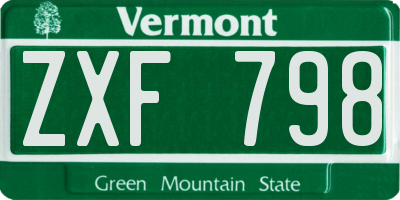 VT license plate ZXF798