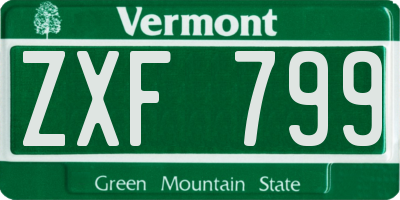 VT license plate ZXF799