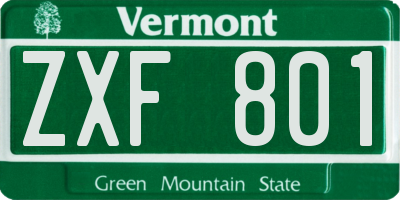 VT license plate ZXF801