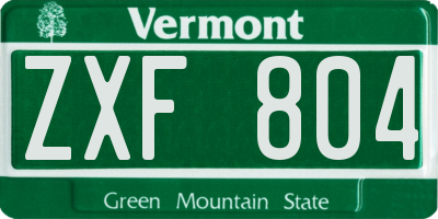 VT license plate ZXF804