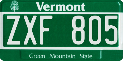 VT license plate ZXF805