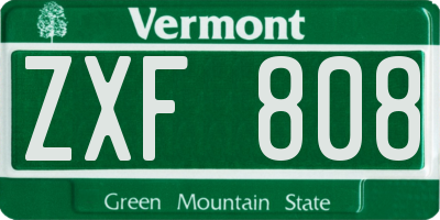VT license plate ZXF808