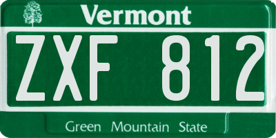 VT license plate ZXF812