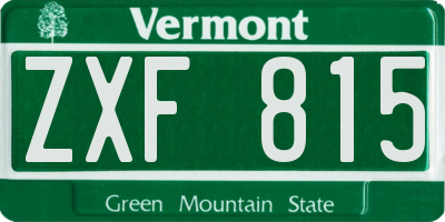 VT license plate ZXF815