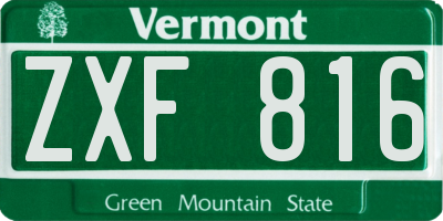 VT license plate ZXF816