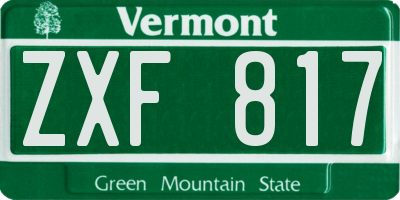 VT license plate ZXF817