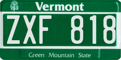 VT license plate ZXF818