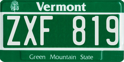 VT license plate ZXF819