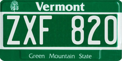 VT license plate ZXF820