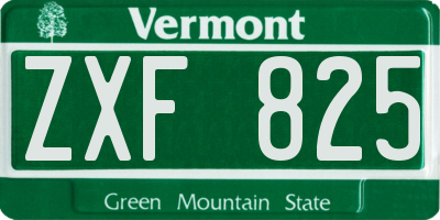 VT license plate ZXF825