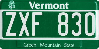 VT license plate ZXF830