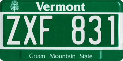 VT license plate ZXF831