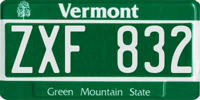 VT license plate ZXF832