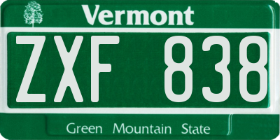 VT license plate ZXF838
