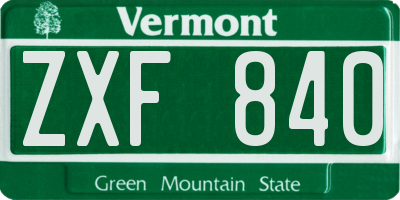 VT license plate ZXF840