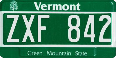 VT license plate ZXF842
