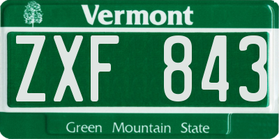 VT license plate ZXF843