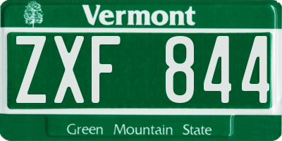 VT license plate ZXF844