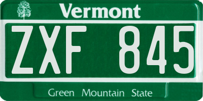 VT license plate ZXF845