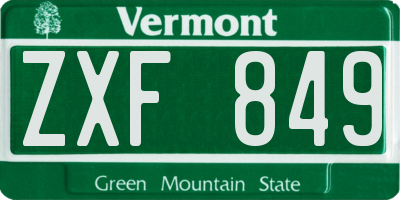 VT license plate ZXF849