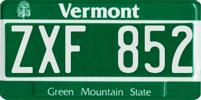VT license plate ZXF852