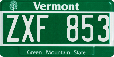 VT license plate ZXF853