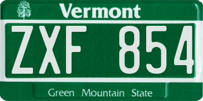 VT license plate ZXF854