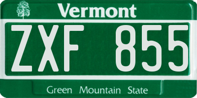 VT license plate ZXF855