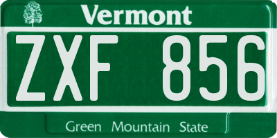 VT license plate ZXF856
