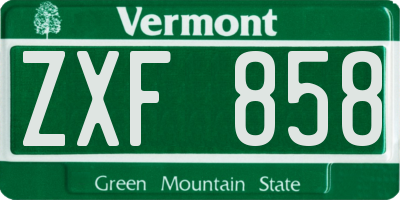 VT license plate ZXF858